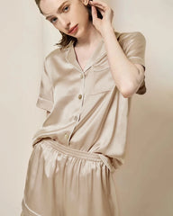 Waschbares kurzärmeliges Seiden-Pyjama-Set