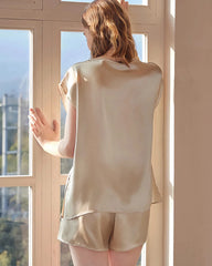 Kurzärmliges Pyjama-Set aus waschbarer Seide