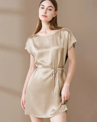 Seiden-Pyjama-Kleid mit Spitze – waschbar