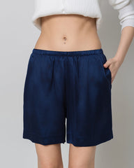 Damen 100% Seiden-Pyjama-Shorts mit elastischer Taille