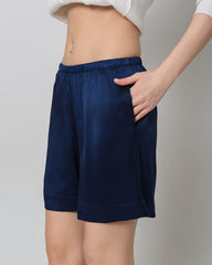 Damen 100% Seiden-Pyjama-Shorts mit elastischer Taille