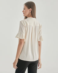 Frauen Seidenbluse mit Krawattenkragen