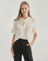 Frauen Seidenbluse mit Krawattenkragen