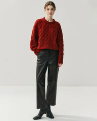 Damen Oversize-Pullover aus Seide-Kaschmir mit Zopfmuster