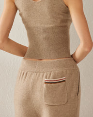 Damen Kaschmir-Straight-Wide-Leg-Hosen