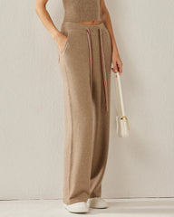 Damen Kaschmir-Straight-Wide-Leg-Hosen