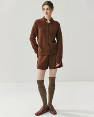 Damen Kaschmir-Woll Cardigan & Shorts Set