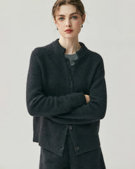 Damen Kaschmir-Woll Cardigan & Shorts Set