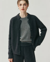 Damen Kaschmir-Woll Cardigan & Shorts Set