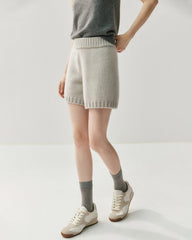 Damen Kaschmir-Woll Cardigan & Shorts Set