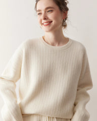 Damen Kaschmir-Woll Strickpullover und Shorts Set