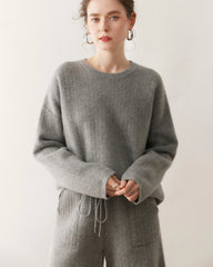 Damen Kaschmir-Woll Strickpullover und Shorts Set