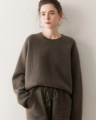 Damen Kaschmir-Woll Strickpullover und Shorts Set