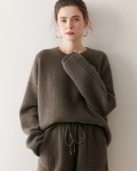 Damen Kaschmir-Woll Strickpullover und Shorts Set