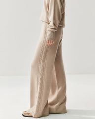 Damen Kaschmir-Woll Strickhose mit weitem Bein