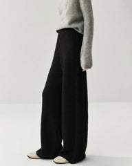 Damen Kaschmir-Woll Strickhose mit weitem Bein