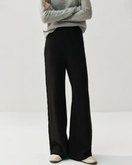 Damen Kaschmir-Woll Strickhose mit weitem Bein