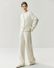 Damen Kaschmir-Woll Strickhose mit weitem Bein
