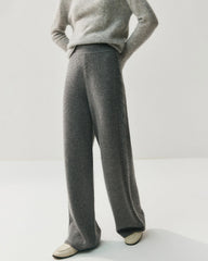Damen Kaschmir-Woll Strickhose mit weitem Bein