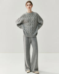 Damen Kaschmir-Woll Strickhose mit weitem Bein