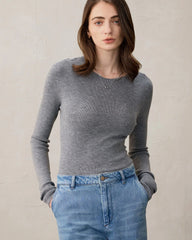 Damen Stricktop aus Wolle und Kaschmir mit Rundhalsausschnitt