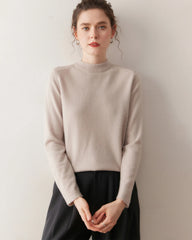 Damen-Kaschmirpullover mit halbem Stehkragen