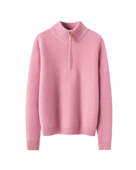 Damen-Kaschmirpullover mit halbem Reißverschluss