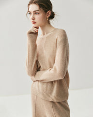 Damen Leichter Kaschmirpullover mit Rundhalsausschnitt