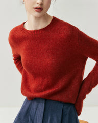 Damen Leichter Kaschmirpullover mit Rundhalsausschnitt
