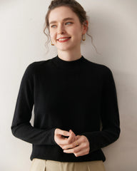 Damen-Leichter Kaschmirpullover mit Stehkragen