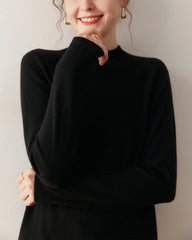 Damen-Leichter Kaschmirpullover mit Stehkragen