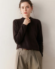 Damen-Leichter Kaschmirpullover mit Stehkragen