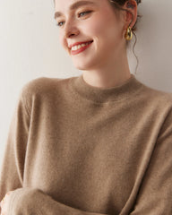 Damen-Leichter Kaschmirpullover mit Stehkragen