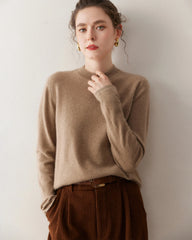 Damen-Leichter Kaschmirpullover mit Stehkragen