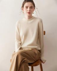 Damen-Leichter Kaschmirpullover mit Stehkragen