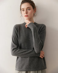 Damen-Leichter Kaschmirpullover mit Stehkragen
