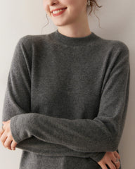 Damen-Leichter Kaschmirpullover mit Stehkragen