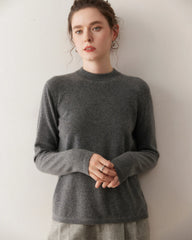 Damen-Leichter Kaschmirpullover mit Stehkragen