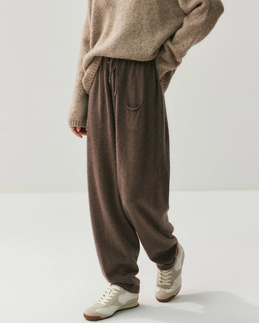 Damen Kaschmir-Wollhose mit lockerem Schnitt