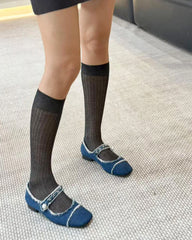 Damen Feine Cashmere-Modal-Mix Wadenlange Socken