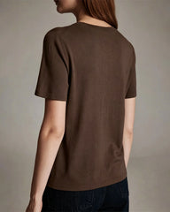 Damen-T-Shirt aus Seidenjersey mit kurzen Ärmeln