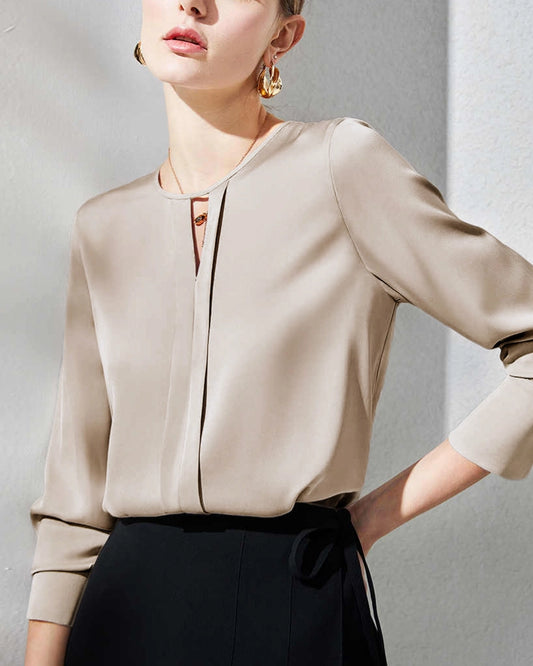 Seidenbluse mit Schlitz für Damen