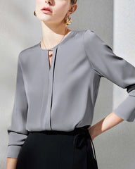 Seidenbluse mit Schlitz für Damen