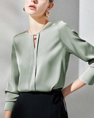 Seidenbluse mit Schlitz für Damen