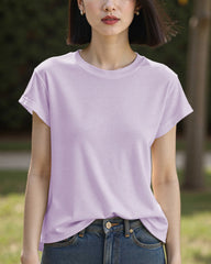 Seidenjersey T-Shirt mit Rundhals – Damen