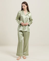 22Momme Klassisches Seiden-Pyjama-Set Avocado Green