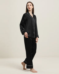 22Momme Klassisches Seiden-Pyjama-Set Black