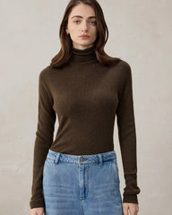 Damen Rollkragen-Stricktop aus Wolle und Kaschmir