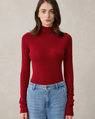 Damen Rollkragen-Stricktop aus Wolle und Kaschmir