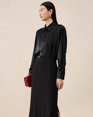 Damen Waschbare Seidenbluse – Basic Style